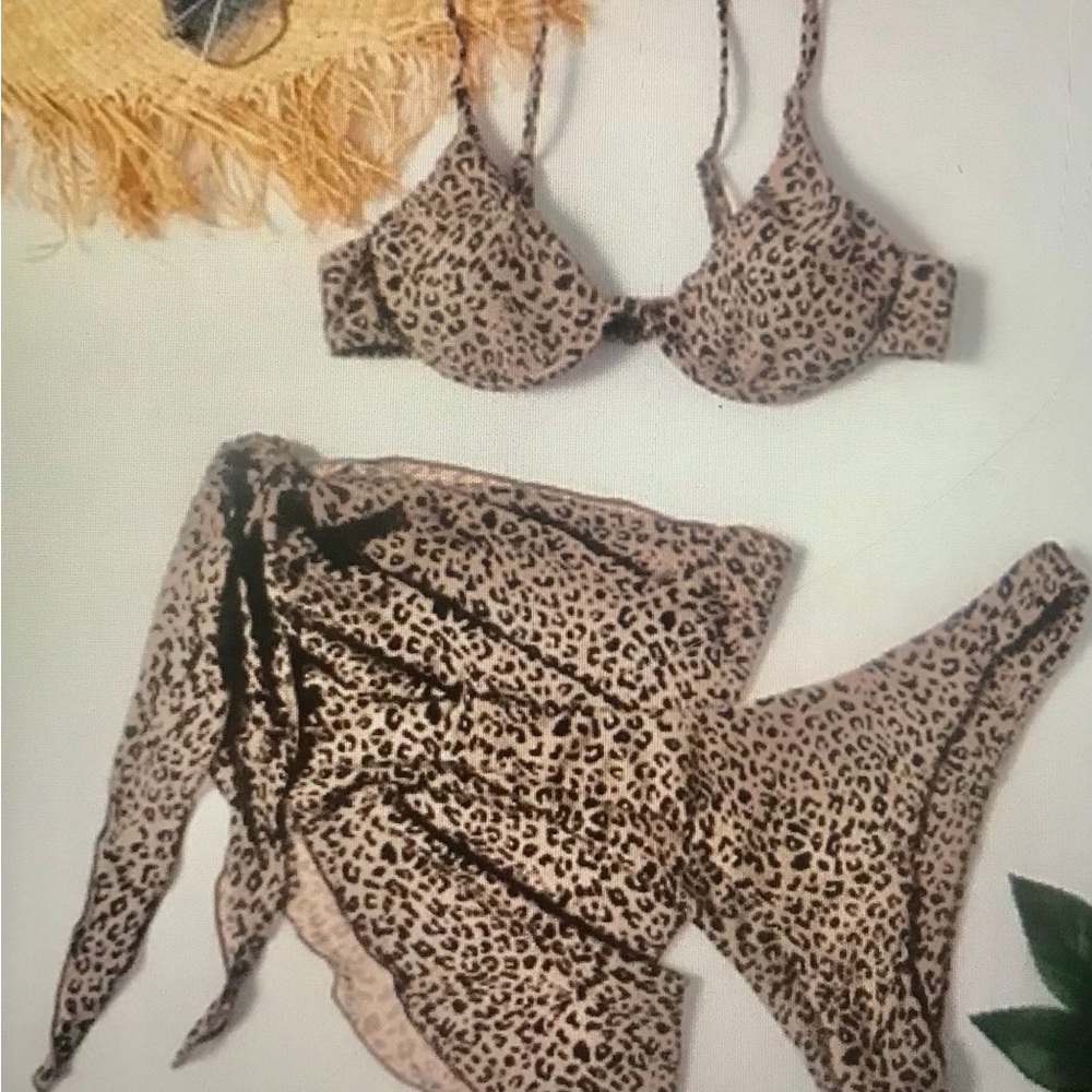 Bathing suit 3 piece leopard NEW l/xl